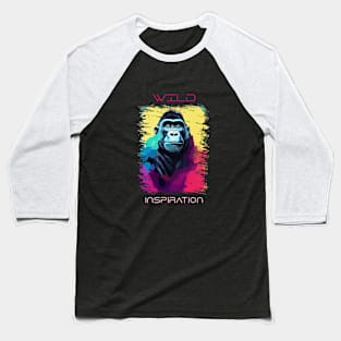 Gorilla Ape Wild Nature Animal Colors Art Painting Baseball T-Shirt